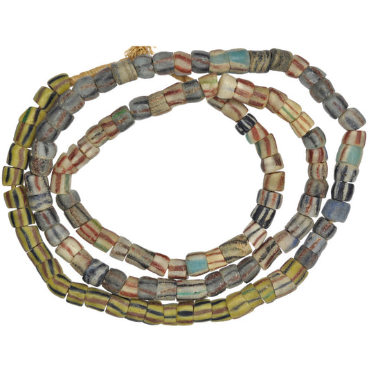 Old African Powder Glass Trade Beads  9-10Mm Krobo Ghana Strand