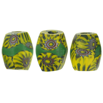 Antique Banded Oval Millefiori Venetian Glass Trade Beads - 12-13Mm