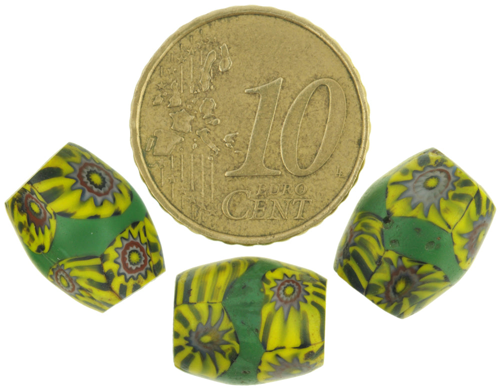 Antique Banded Oval Millefiori Venetian Glass Trade Beads - 12-13Mm - alternate view