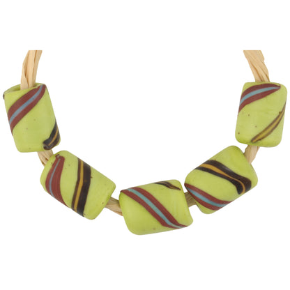 Antique Green Fancy Venetian Wound Glass African Trade Beads, 9-10Mm