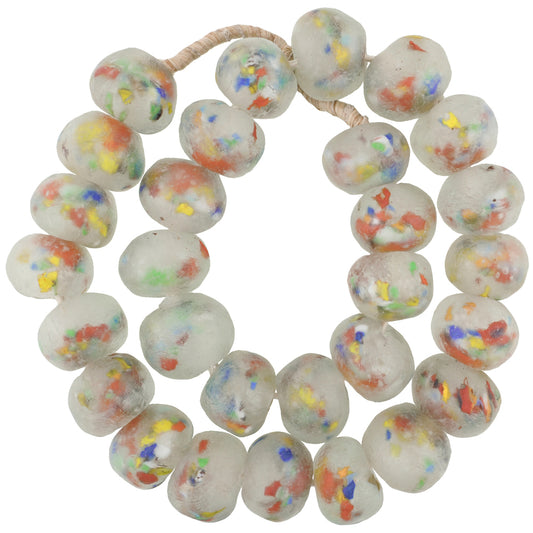Xx-Large Multicolored Krobo Glass Beads, Recycled African Trade Beads