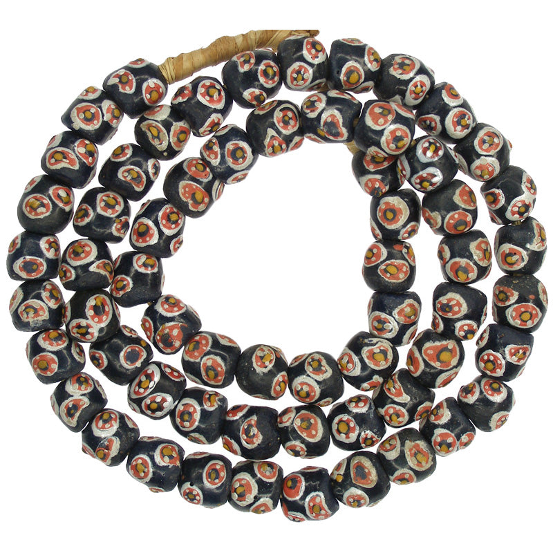 African Trade Beads - Fancy Powder Glass Millefiori Style Krobo Beads