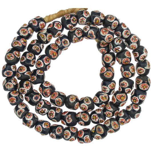 African Trade Beads - Fancy Powder Glass Millefiori Style Krobo Beads