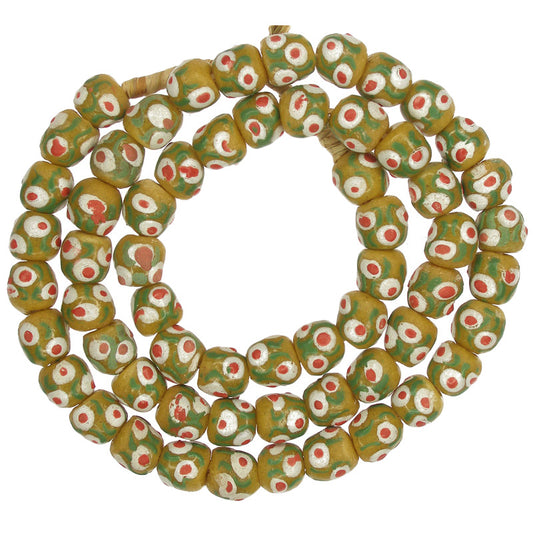 New African Fancy Powder Glass Beads - 11-12Mm Krobo Trade Beads