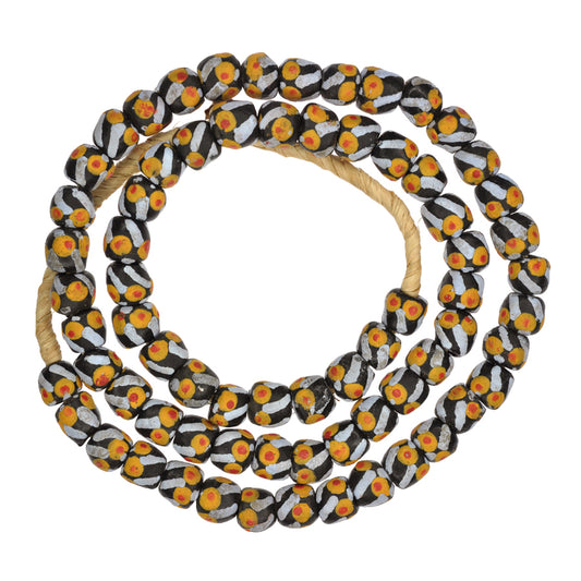 African Fancy Powder Glass Beads, 11-12Mm, 27" Strand, Handmade