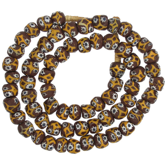 African Powder Glass Beads - Krobo Glass, 9Mm, Venetian Eye Style