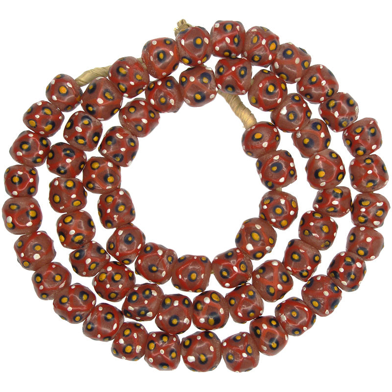 African Pink Pineapple Powder Glass Beads - Recycled Ghanaian Trade Beads