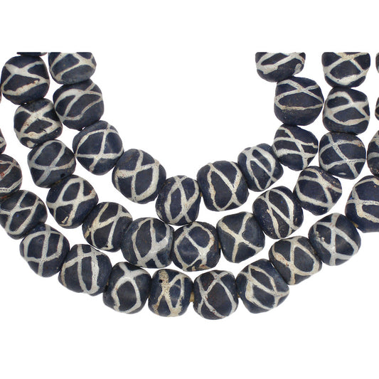 Handmade Powderglass Beads, Imitation Of Venetian Rattlesnake Beads