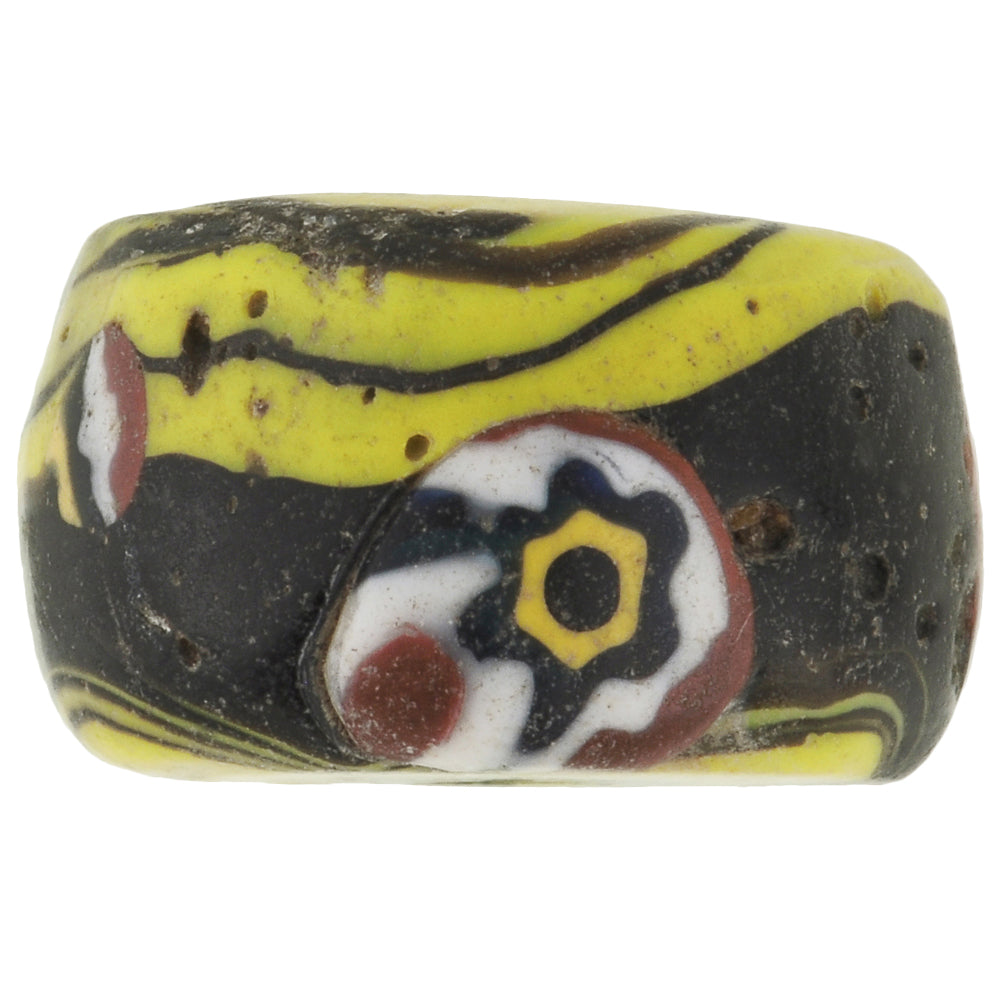 Rare Large Antique Millefiori Mosaic Venetian Trade Bead, 17X10Mm