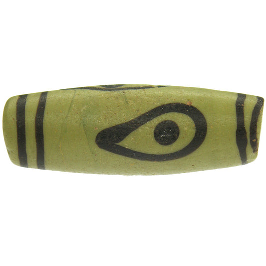 Rare Green Eye Antique Venetian Wound Glass Trade Bead With Trail Decoration