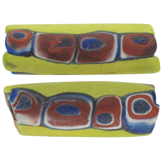Antique Large Millefiori Venetian Mosaic Glass Trade Beads - 30X10Mm