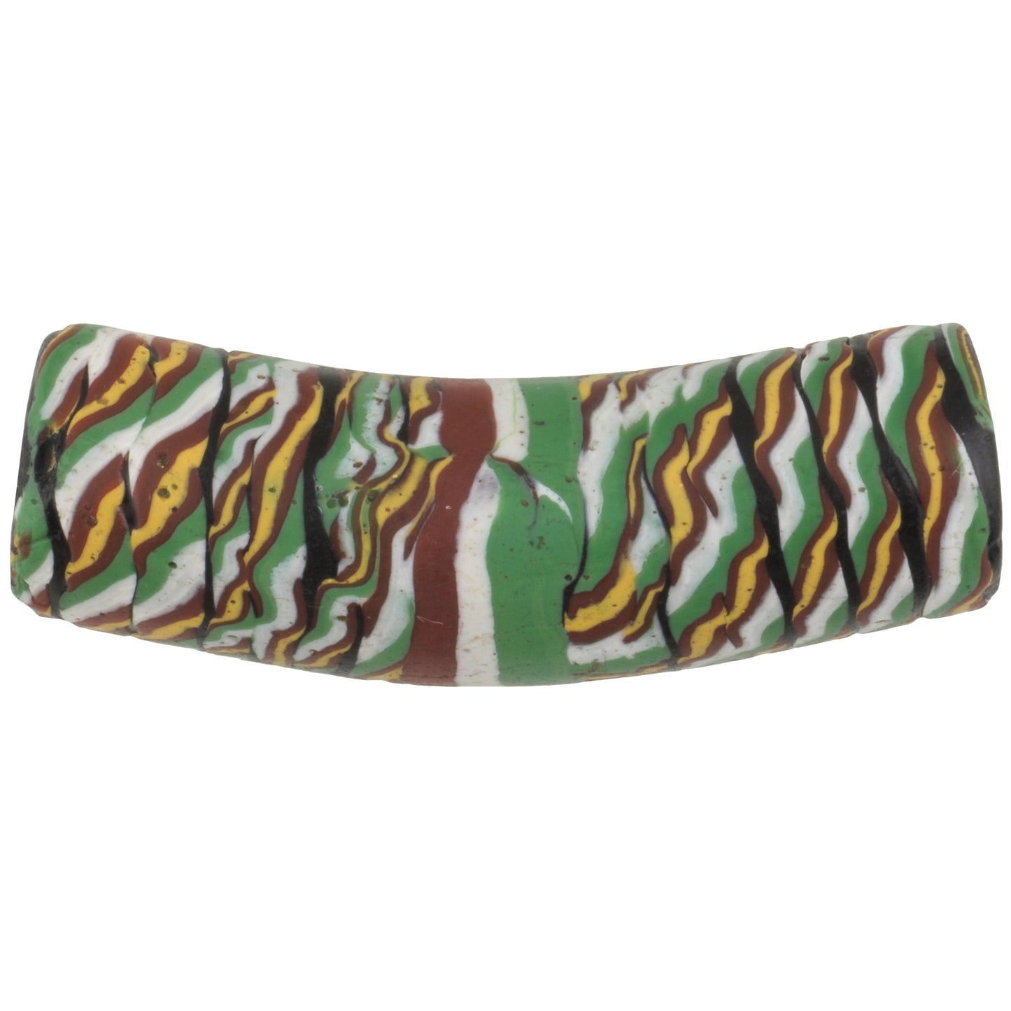 Rare Fancy Elbow Venetian Lampwork Bead With Trail Decoration