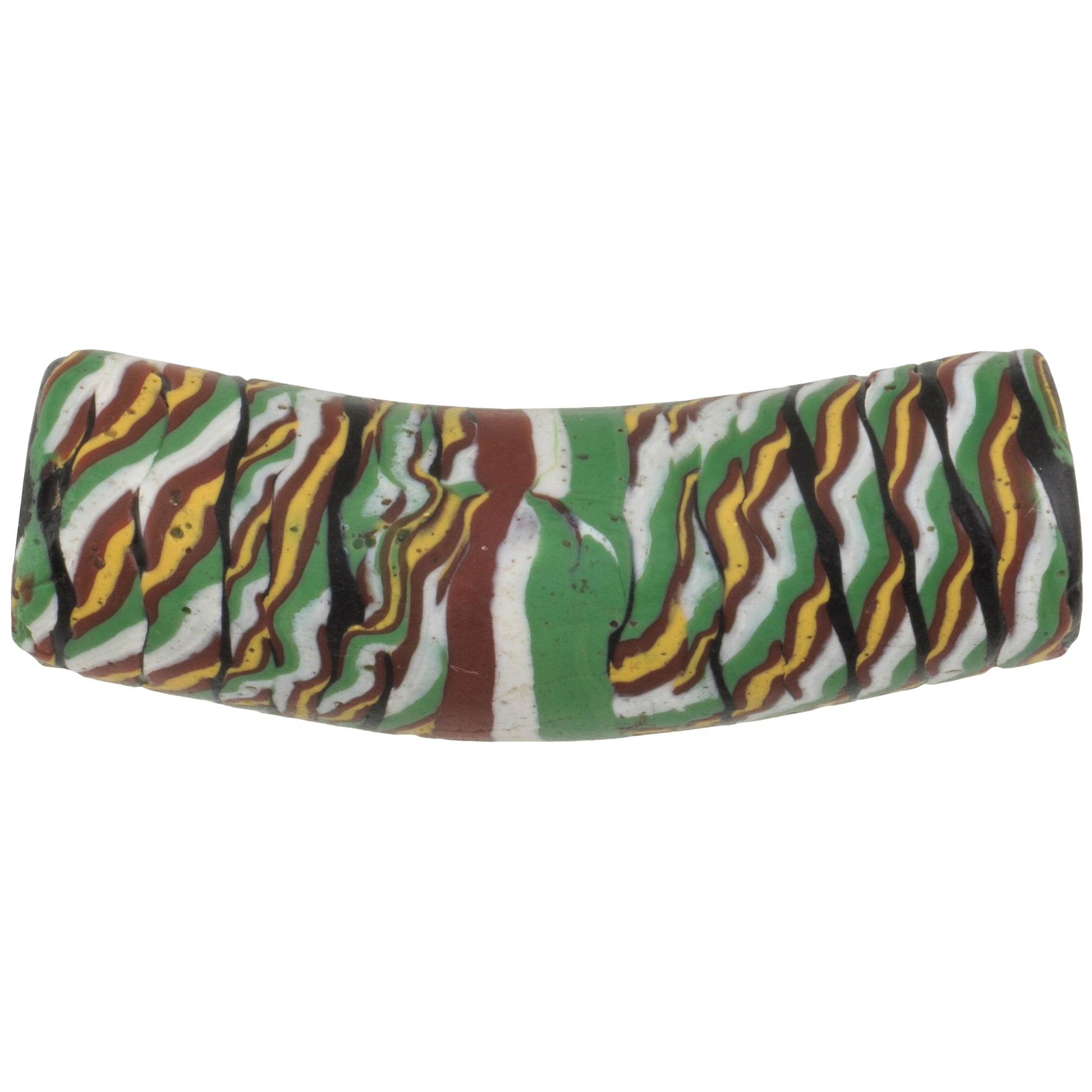 Rare Fancy Elbow Venetian Lampwork Bead With Trail Decoration