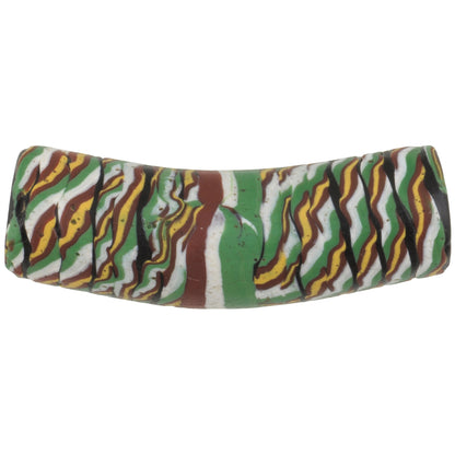 Rare Fancy Elbow Venetian Lampwork Bead With Trail Decoration