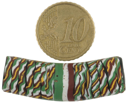 Rare Fancy Elbow Venetian Lampwork Bead With Trail Decoration - alternate view