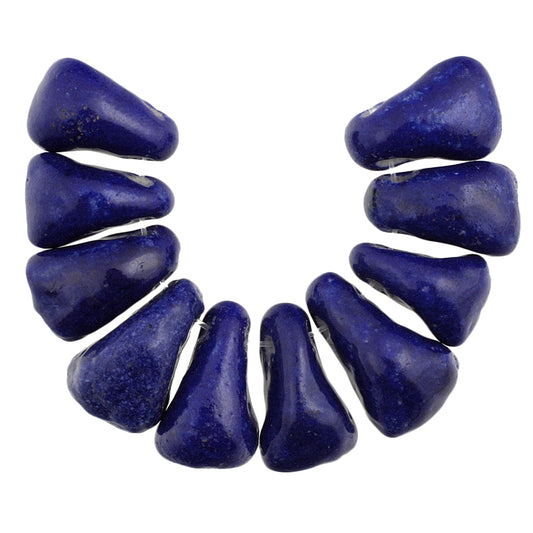 Large Blue Kiffa Glass Beads - Handmade Mauritanian Beads (10Pc)