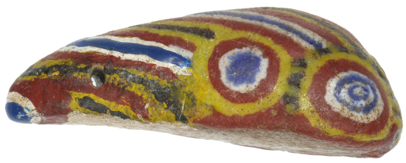 Rare Large Polychrome Kiffa Glass Trade Bead - Mauritania - close-up