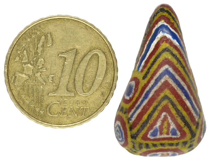 Rare Large Polychrome Kiffa Glass Trade Bead - Mauritania - zoomed-in detail