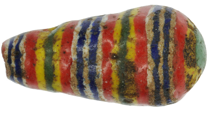 Large Old Polychrome Kiffa African Glass Trade Bead - zoomed-in detail