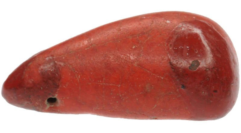 Rare Old Red Kiffa African Glass Trade Bead, Mauritania - close-up