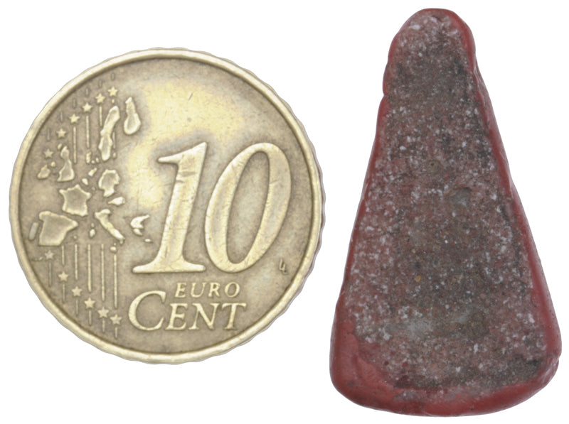 Rare Large Old Red Kiffa Glass Bead - African Trade Bead - close-up