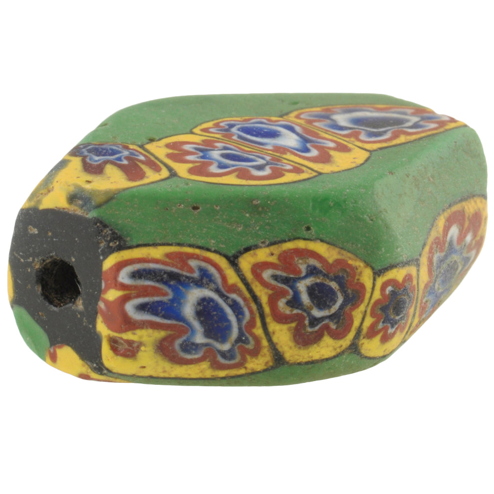Antique Large Tabular Millefiori Mosaic Glass African Trade Bead, Early 1900S - horror scene artwork