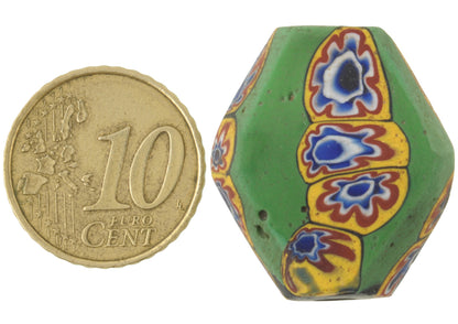 Antique Large Tabular Millefiori Mosaic Glass African Trade Bead, Early 1900S - alternate view