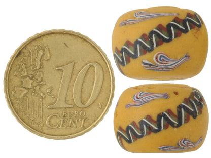 Antique Large Fancy Venetian Lampwork Beads With Murrine & Trail - African Trade - alternate view