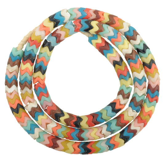 Vintage Large "Snake Chain" Czech Glass Trade Beads, 9Mm, 25.5"