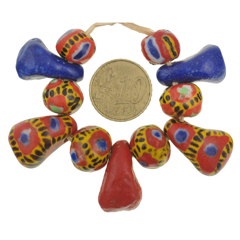 Rare Polychrome Kiffa Glass Trade Beads From Mauritania - 11Pc