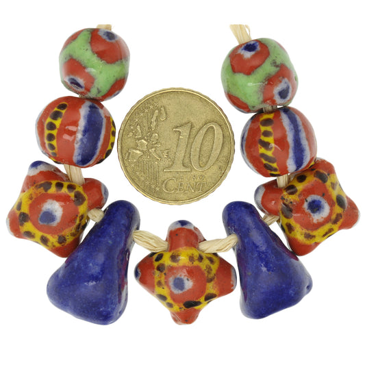 Polychrome Kiffa Beads - African Trade Beads (9Pc)
