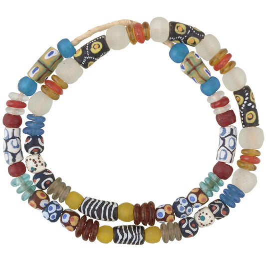 African Trade Beads: Krobo Powder Glass Beads Strand 9-14Mm