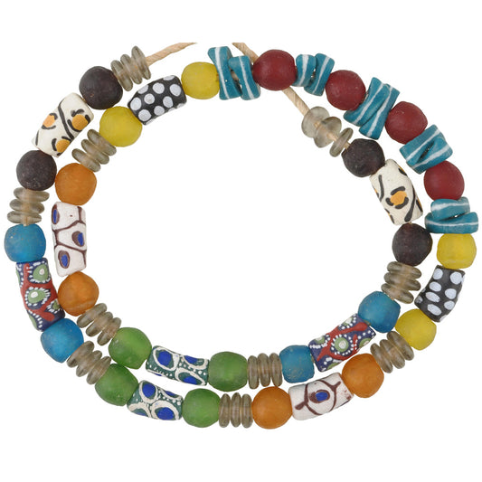 African Trade Beads - Recycled Krobo Powder Glass Beads 8-18Mm