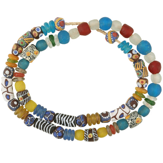 African Trade Beads 10-13Mm - Krobo Recycled Glass Strand