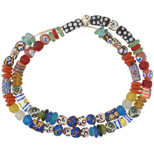 Colorful Recycled Krobo Glass African Trade Beads Strand 67Cm
