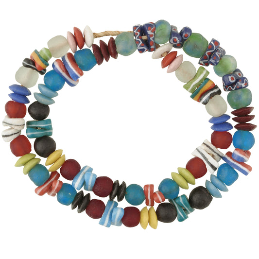 Colorful African Trade Beads - Krobo Powder Glass Strand 12-20Mm