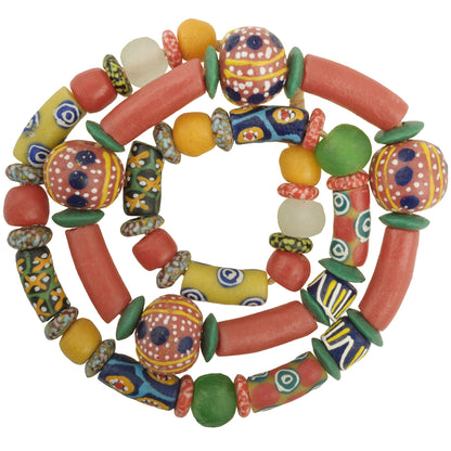 Recycled Krobo Powder Glass African Trade Beads - 27" Strand