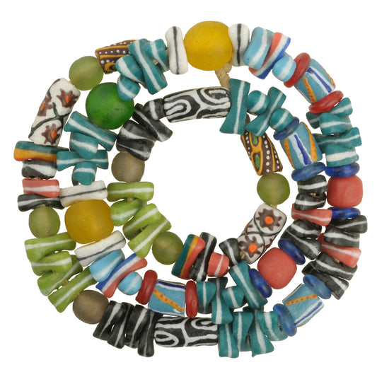 Mixed Krobo Glass Beads - African Trade Beads From Ghana