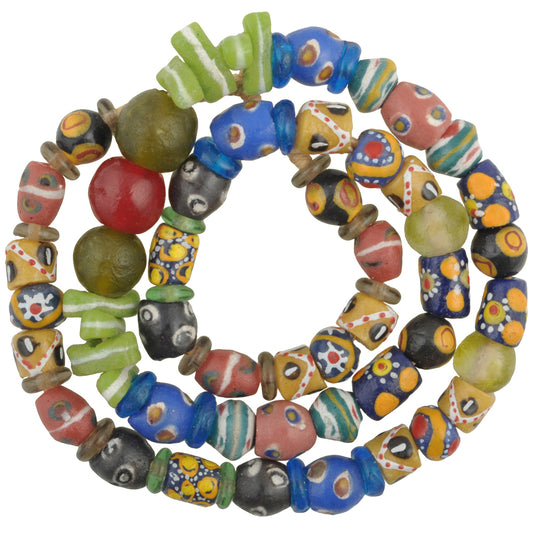 Recycled African Trade Beads - Krobo Glass Fancy Beads From Ghana