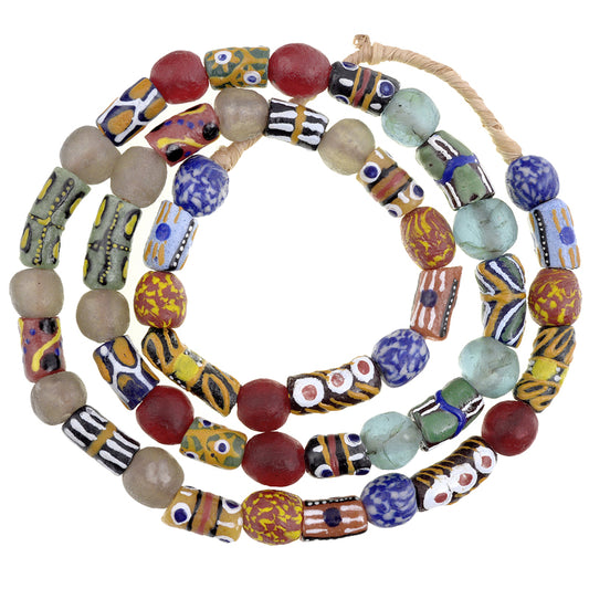 Nice New African Mix Krobo Fancy Powderglass Trade Glass Beads Ghana Sb-30540