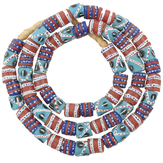 New African Trade Beads - Fancy Powder Glass Beads, 10-12Mm