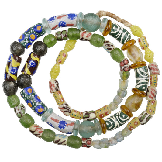 Krobo Recycled Fancy Mix Beads - African Powder Glass Strand