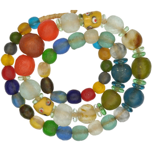 Translucent African Krobo Glass Beads - Recycled Venetian Style