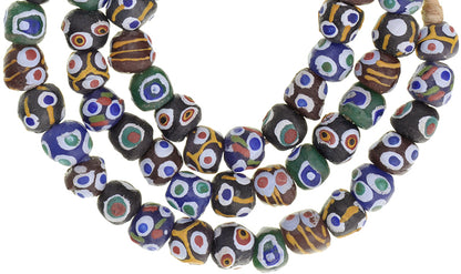 African Powder Glass Beads - Fancy Krobo Trade Beads, 10-11Mm - alternate view