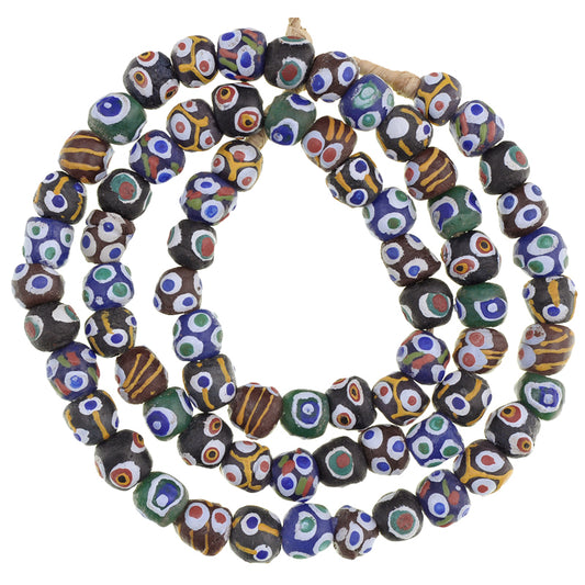 African Powder Glass Beads - Fancy Krobo Trade Beads, 10-11Mm