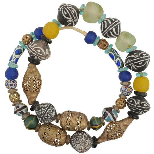 Spindle Beads Mali With Krobo Glass & Ashanti Brass | Tribalgh