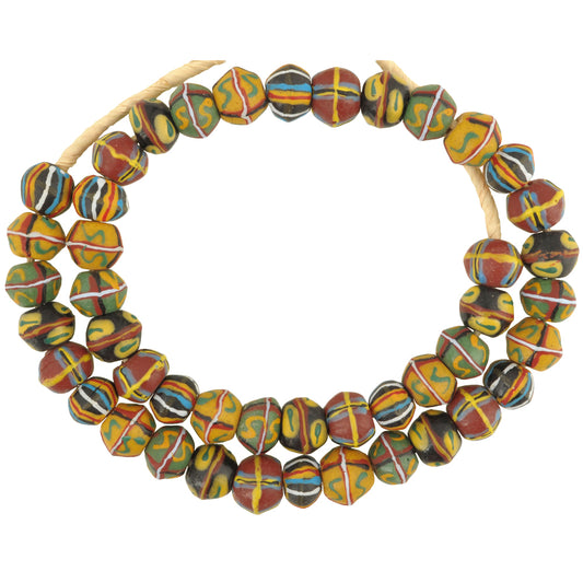 Vibrant African Powder Glass Beads, Imitating Venetian King Beads