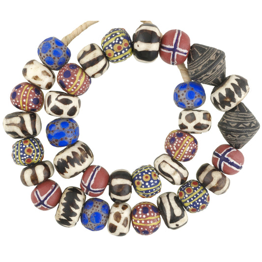 Kenya Bone Beads, Batik Bone & African Trade Beads Strand