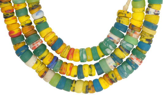 Vintage Bohemian Glass Trade Beads, 8-9Mm Molded Czech Strand - alternate view