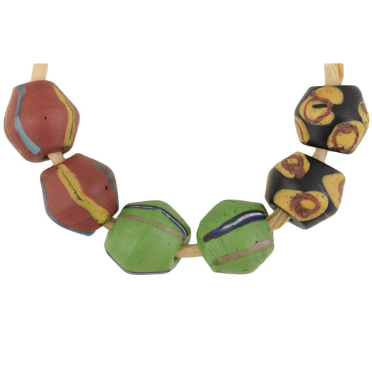 Antique King Venetian Wound Glass Beads With Trail Decoration - African Trade Beads
